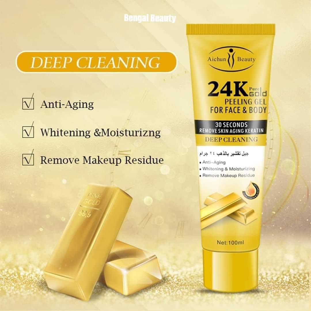 24k Pure Gold Peeling Gel For Face & Beauty