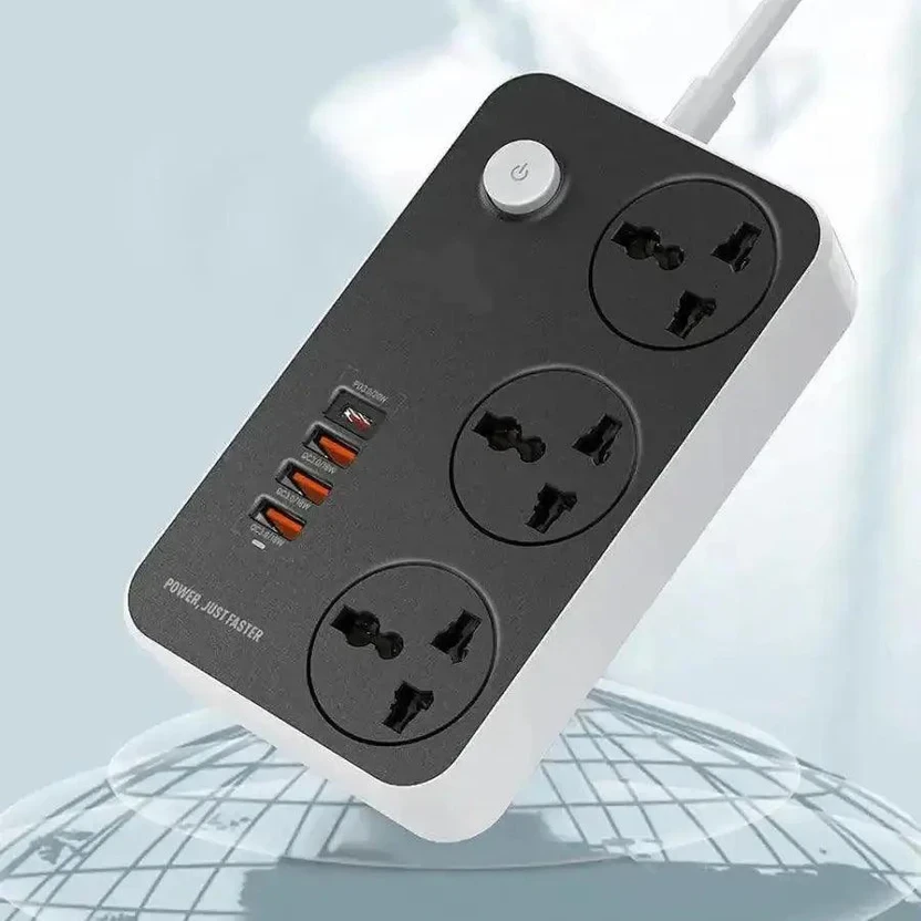 3 Socket, 4 USB & Lightning Port Fast Charging Multiplug